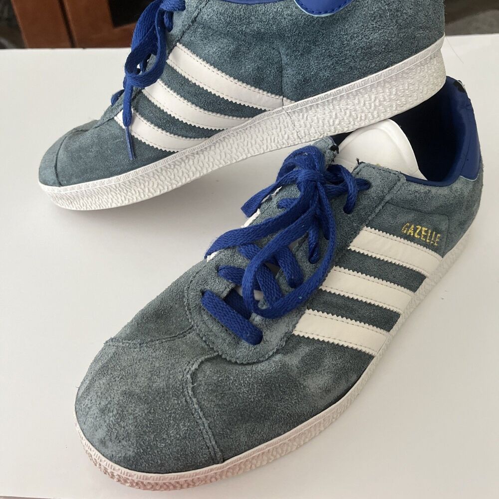 Adidas Originals Gazelle II Blue Suede White Stripes Mens Size 9 M25331 See Flaw